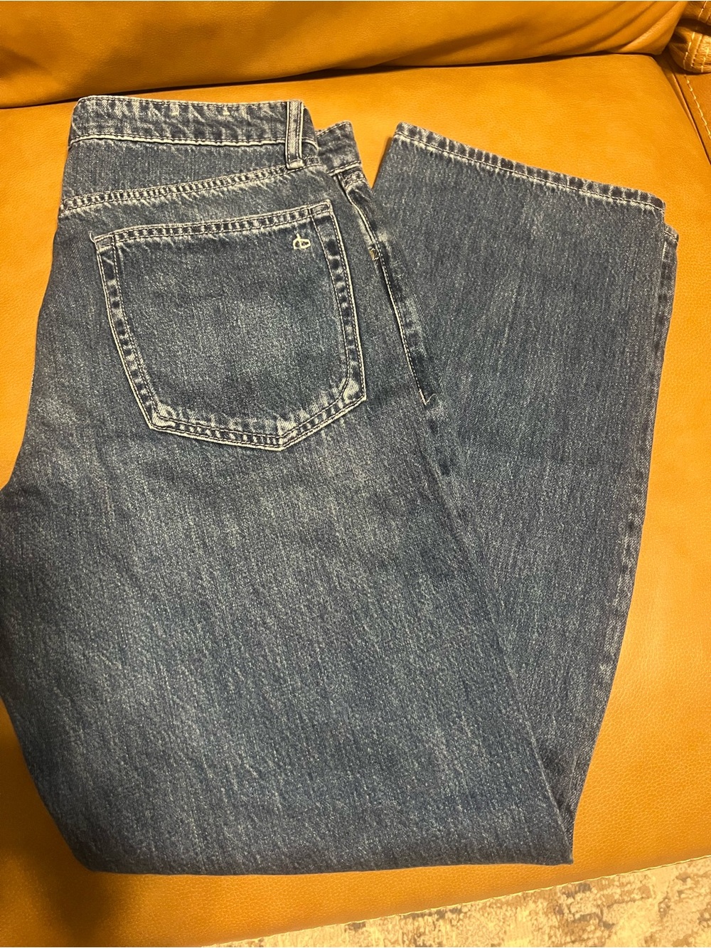 rag & bone Straight Leg Jeans in Deep Blue Denim - Picture 5 of 6